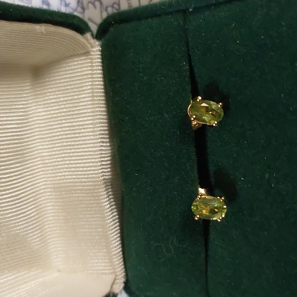 Sterling Silver Genuine Peridot Earrings 18K Gold Plated.